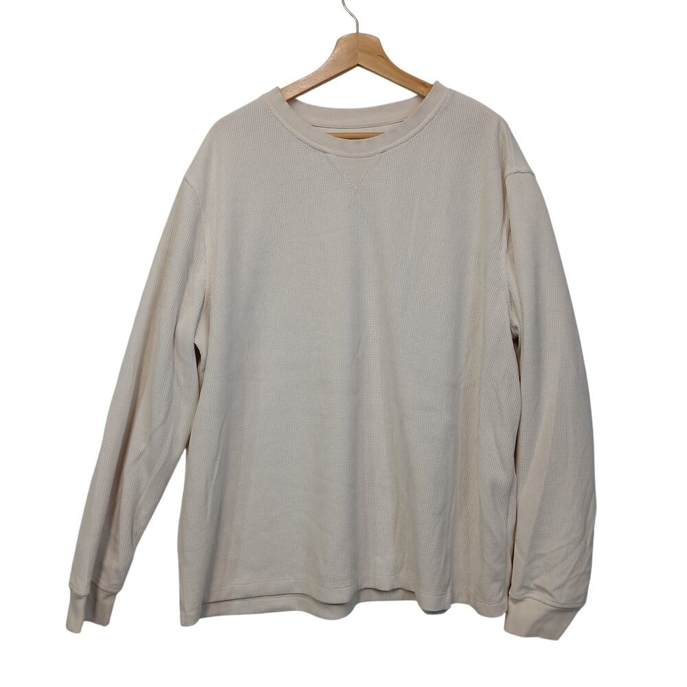 Goodfellow Mens XXL Waffle Knit Thermal Long Sleeve Cream Thermal Shirt
